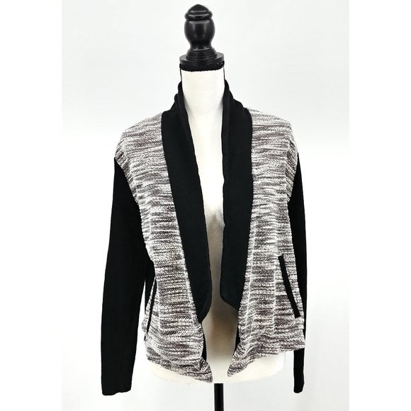 Lou & Grey Jackets & Blazers - Lou & Grey Open Front Marled Black Knit Jacket
